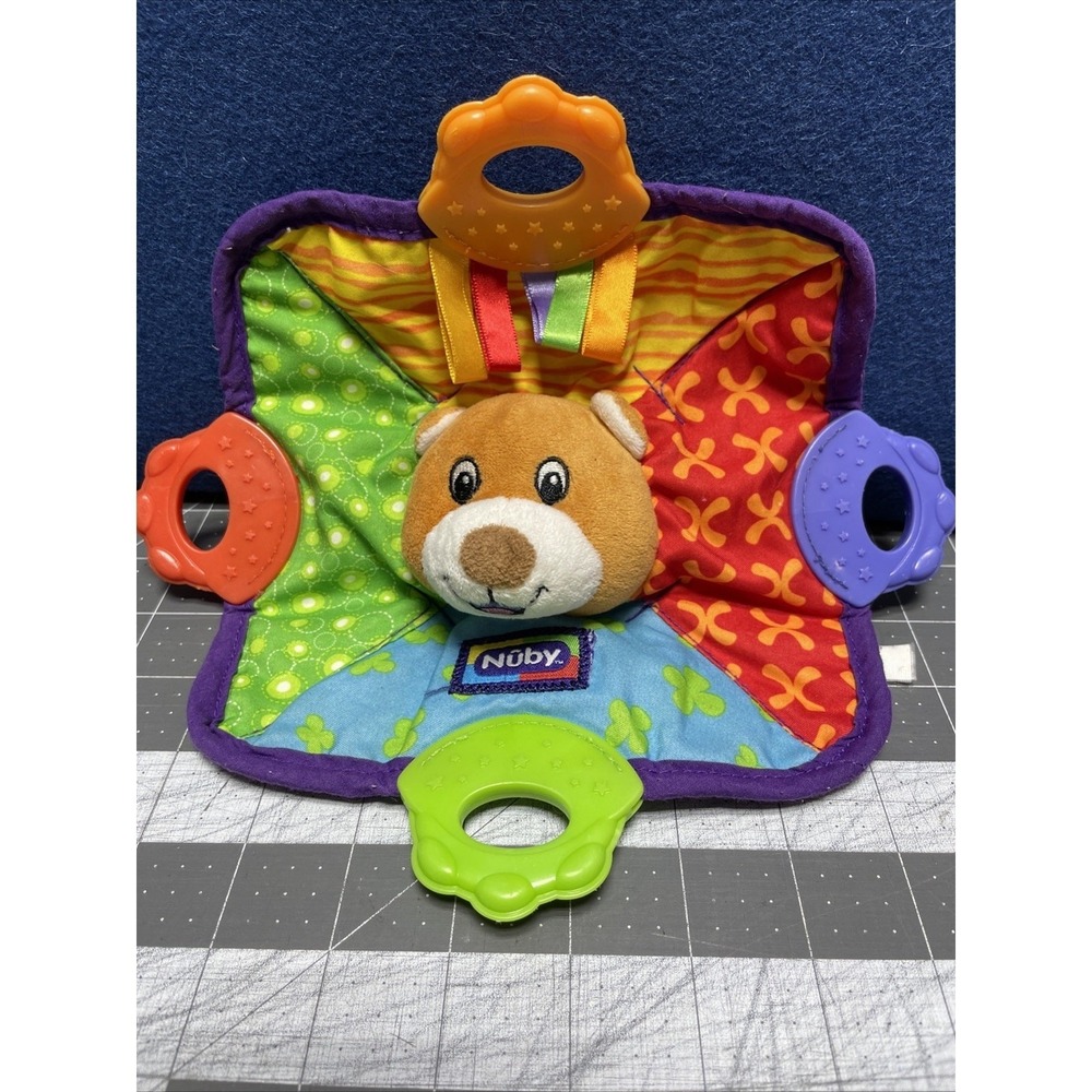 Nuby Bear‎ Baby Lovey Teether Security Blanket 8" Square